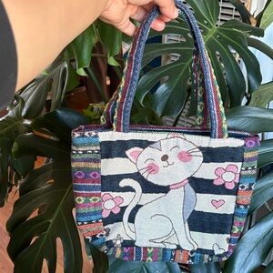 Colorful Cat Design Tote Bag